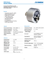 Thumbnail of document Data Sheet - OS-AE11 Compact IR Sensor w/Adjustable Emissivity 6 Digit LCD